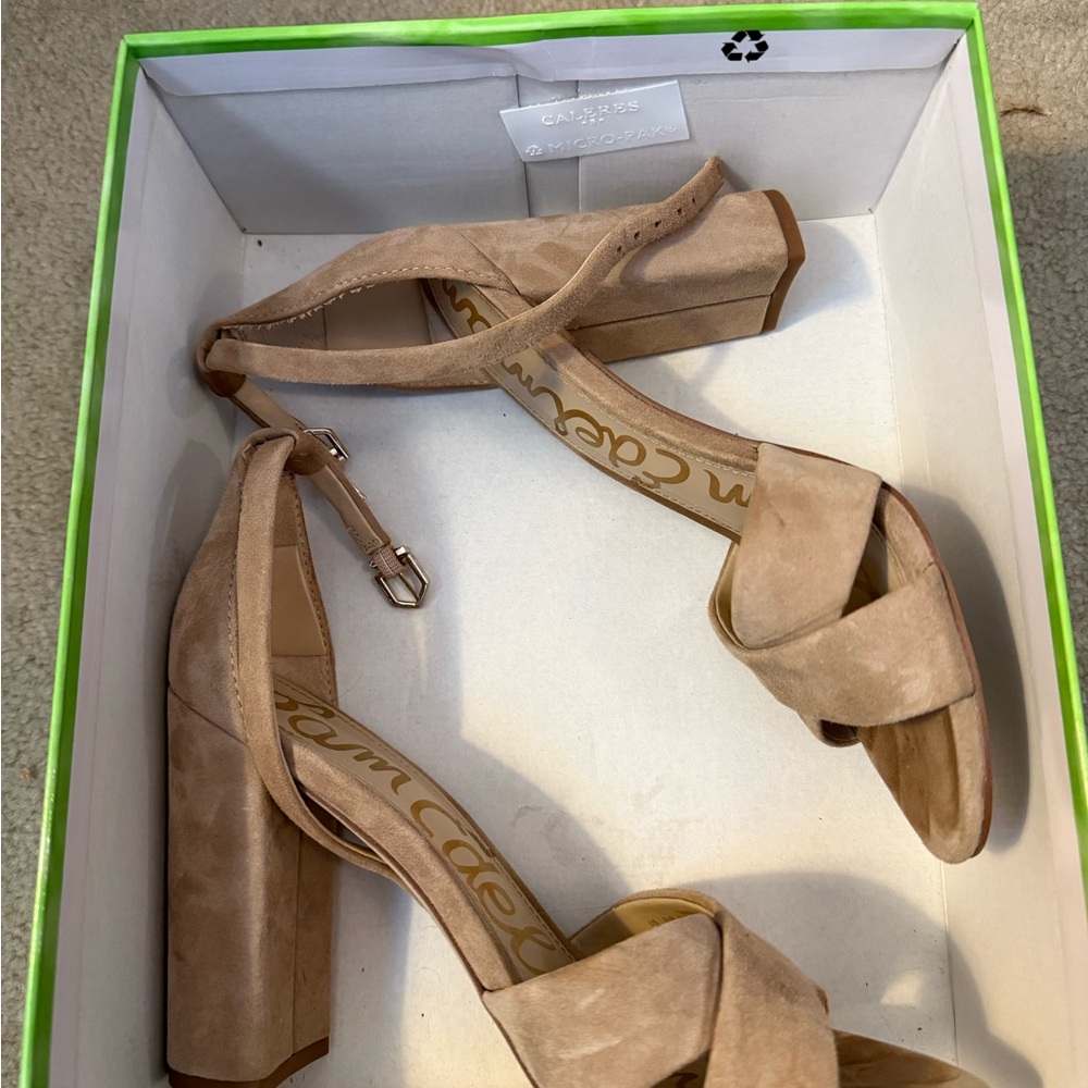 Sam Edelman Beige Suede Block Heels